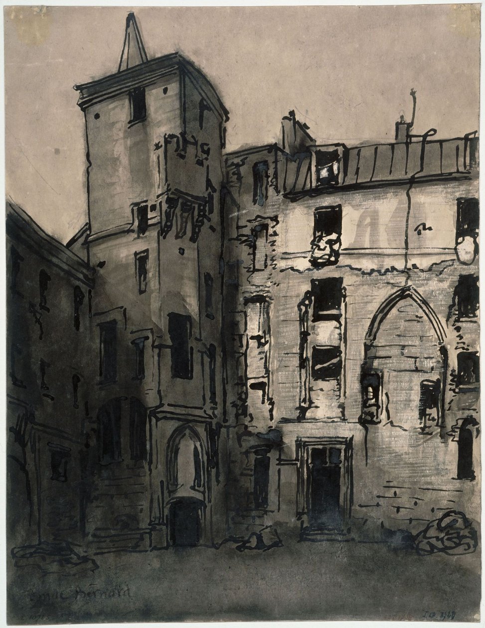 The Courtyard of the Hotel de Sens by Emile Bernard