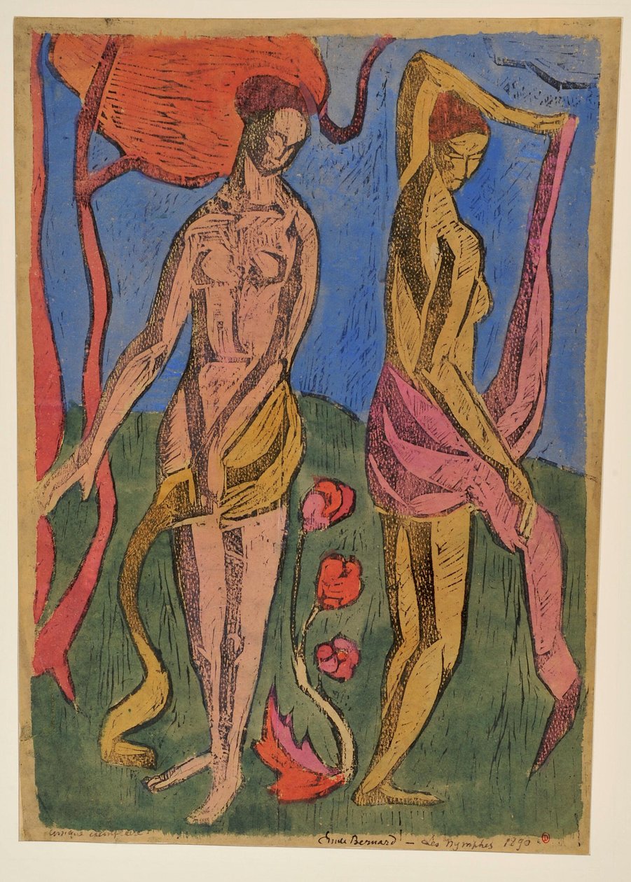 The Nymphs: Bathers with Red Flowers by Emile Bernard