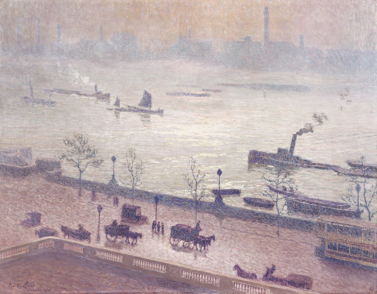 Reflection of Light in the Morning on the Thames in London by Emile Claus