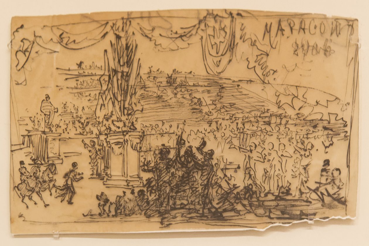 Marathon Finish Postcard by Emile Gilliéron