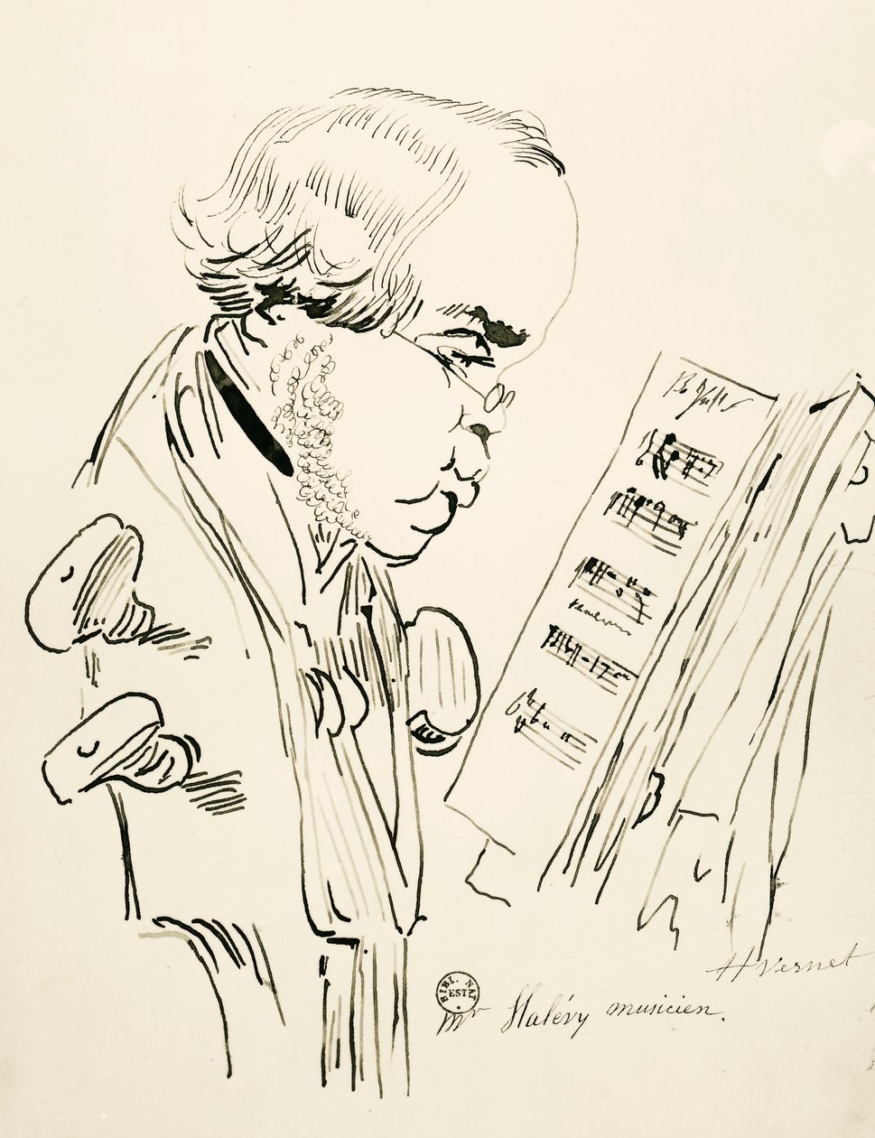 Portrait of Jacques Fromental Elie Levy, known as Halevy by Emile Jean Horace Vernet