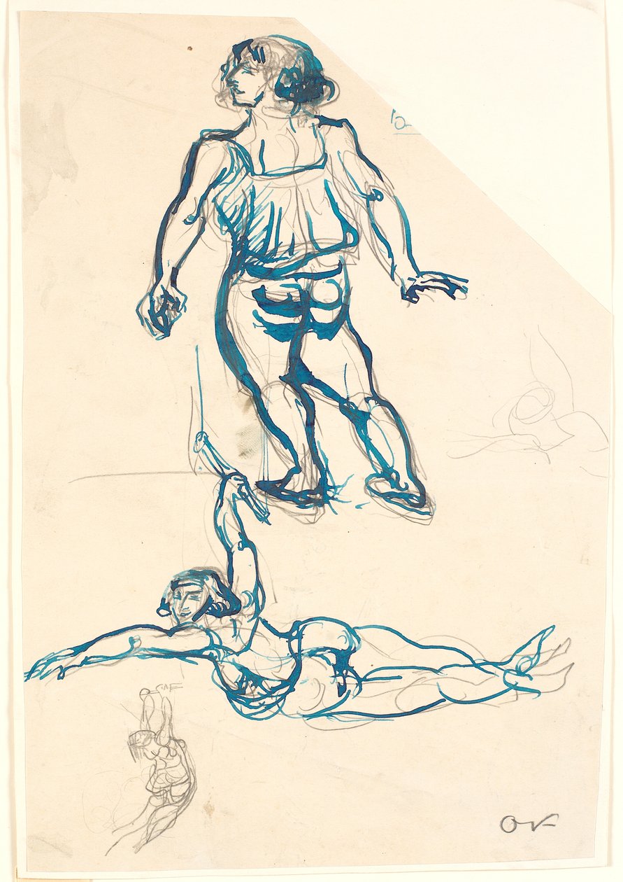Three Studies of a Female Acrobat, on Trapeze and Walking by Emile Othon Friesz