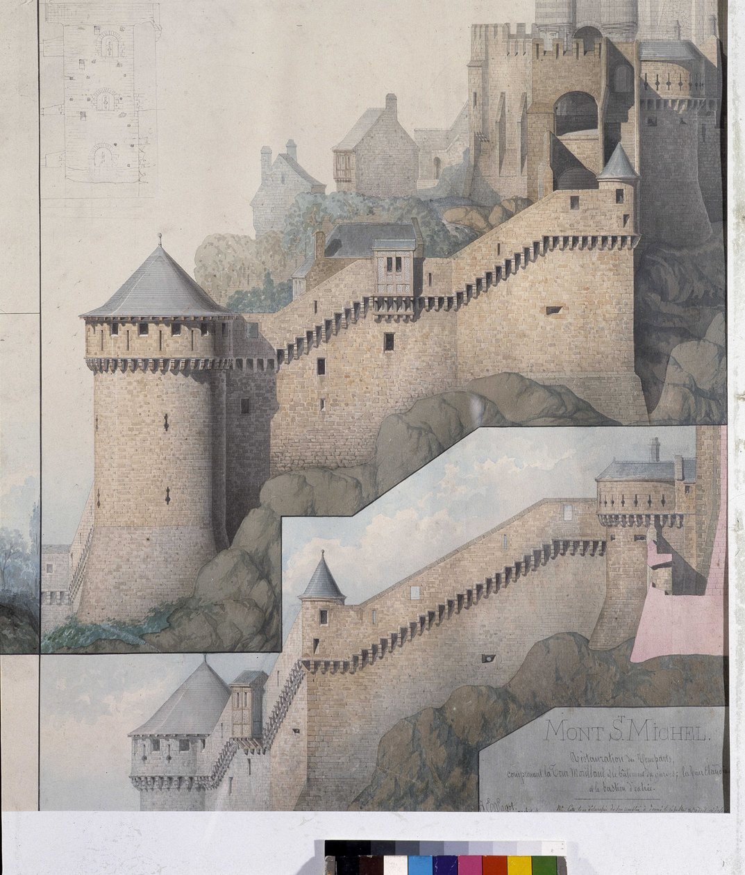 View of the Machicoulis Between the North Tower and the Claudine Tower of Mont Saint Michel by Emile Sagot