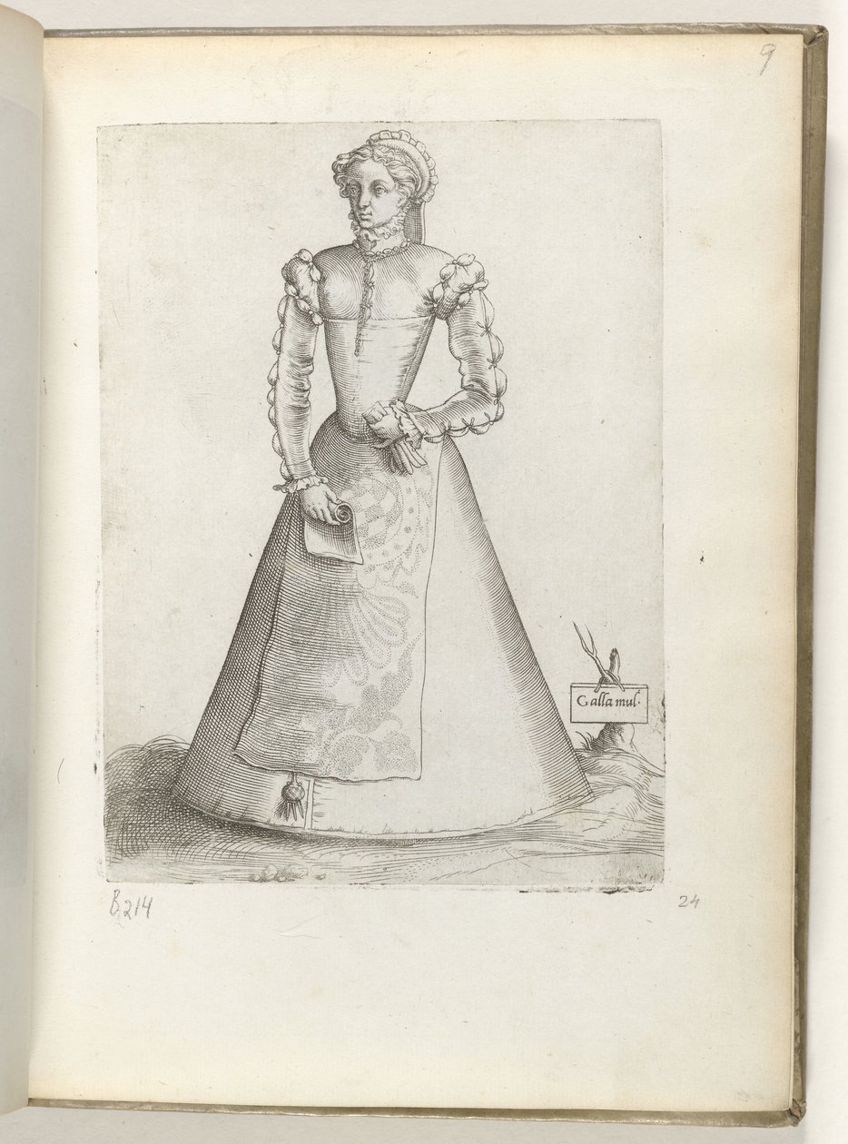 Galla Woman (title on object: Galla mul(ier)) A Married Woman from France, Dressed in the Fashion of ca. 1550 (series title: Diversarum gentium nostrae aetatis habitus) by Enea Vico