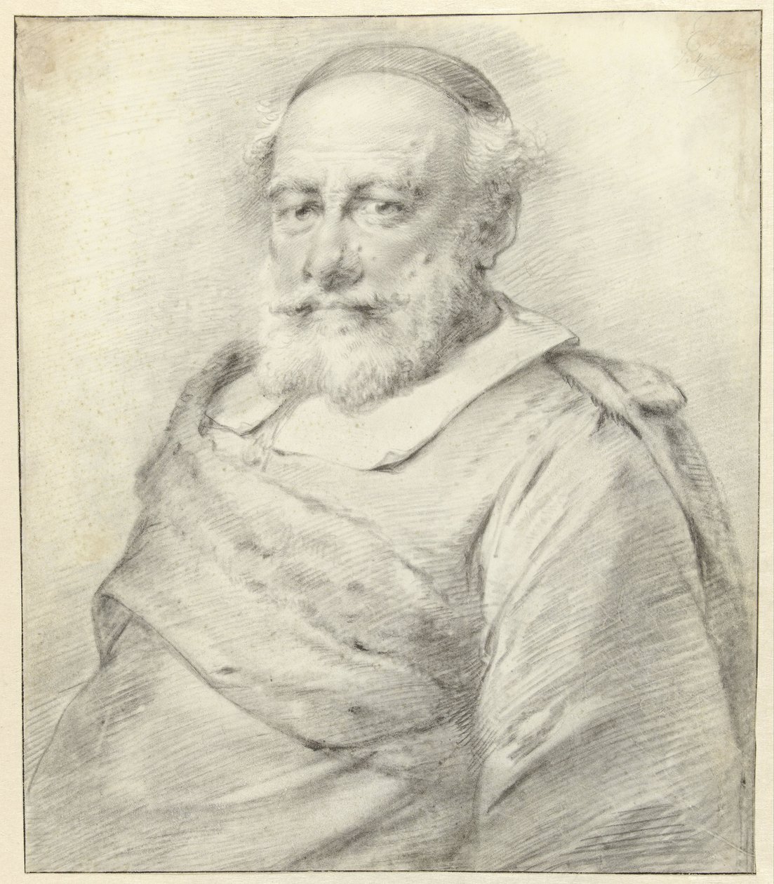 Portrait of a Man with White Beard and Cap, Facing Left by Engel Sam
