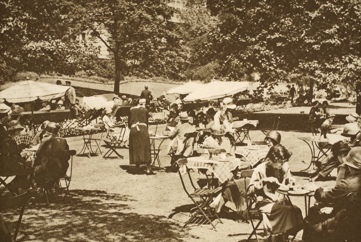 A continental lunch-time scene in the Embankment Gardens, Charing Cross by English Photographer