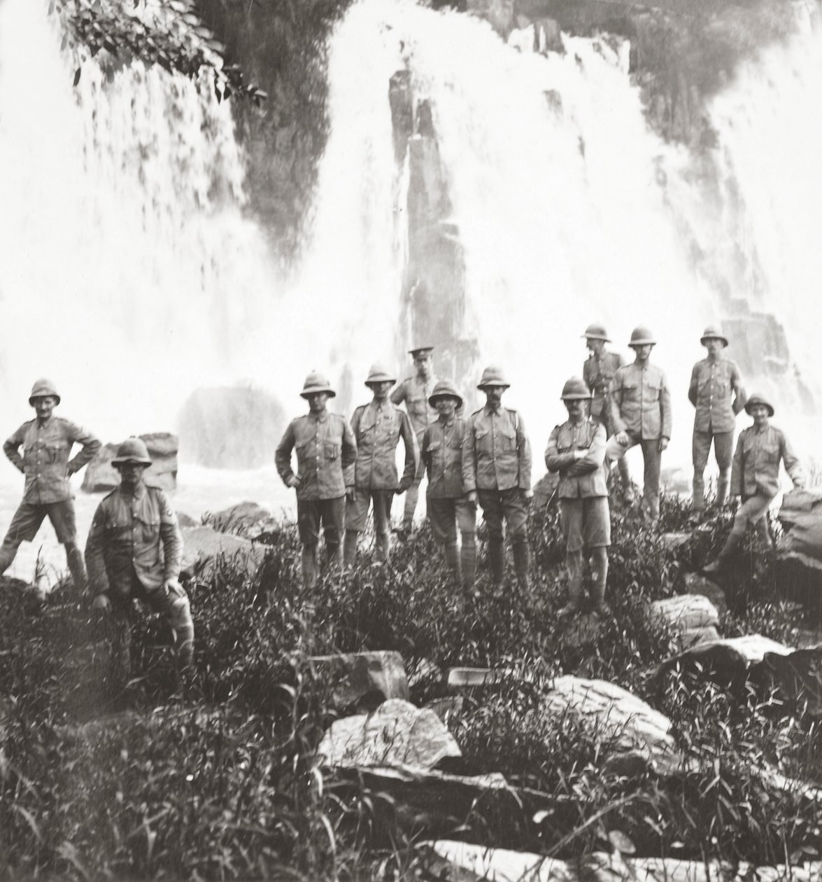 British Troops from Invading Columns Refresh Themselves at a Waterfall by English Photographer