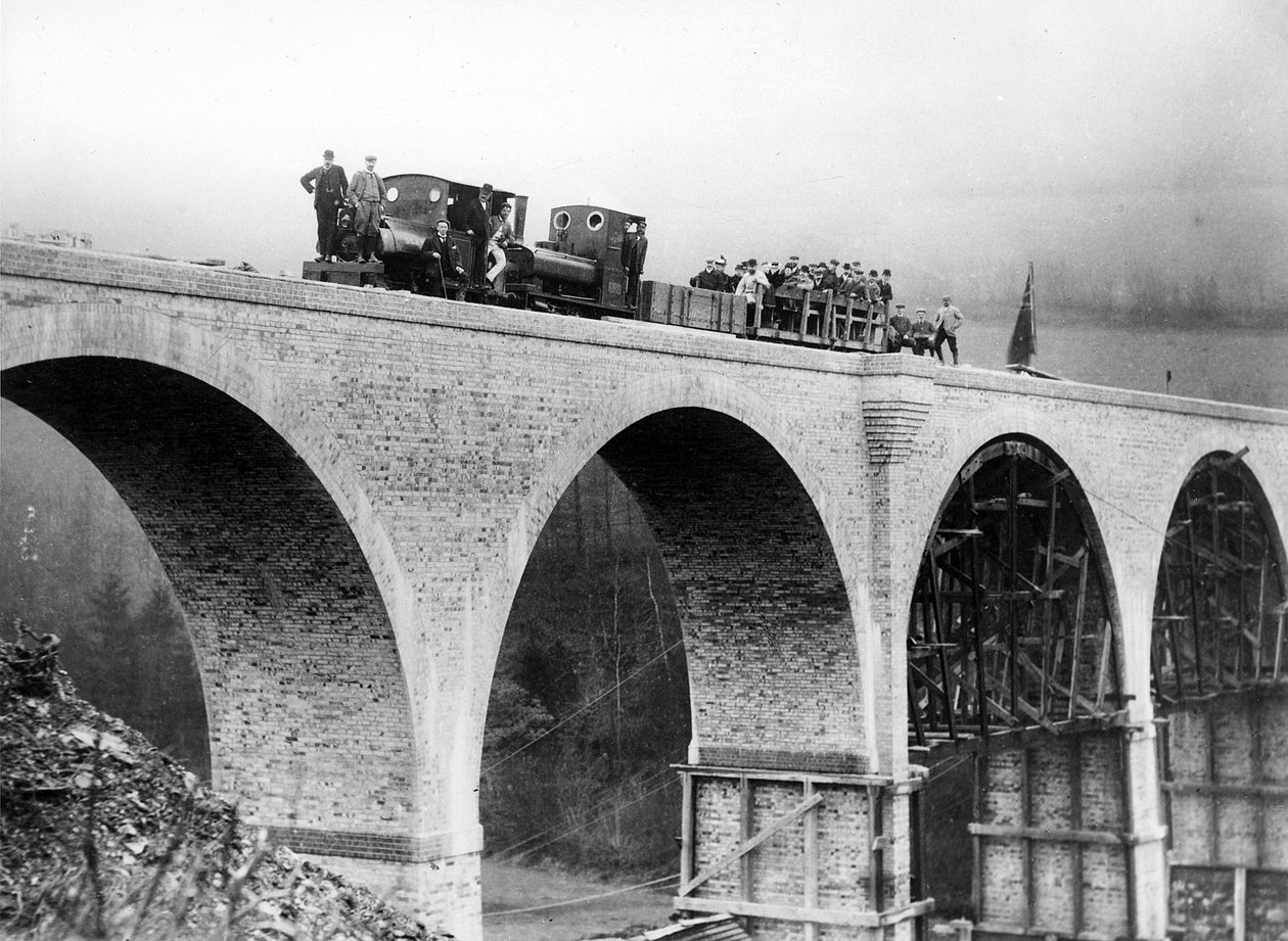 Chelfam Viaduct under construction, c.1897 by English Photographer