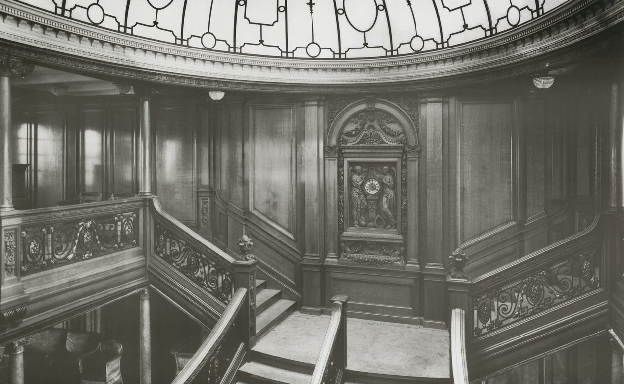 First Class Staircase on RMS Olympic, 04 January 1912 by English Photographer