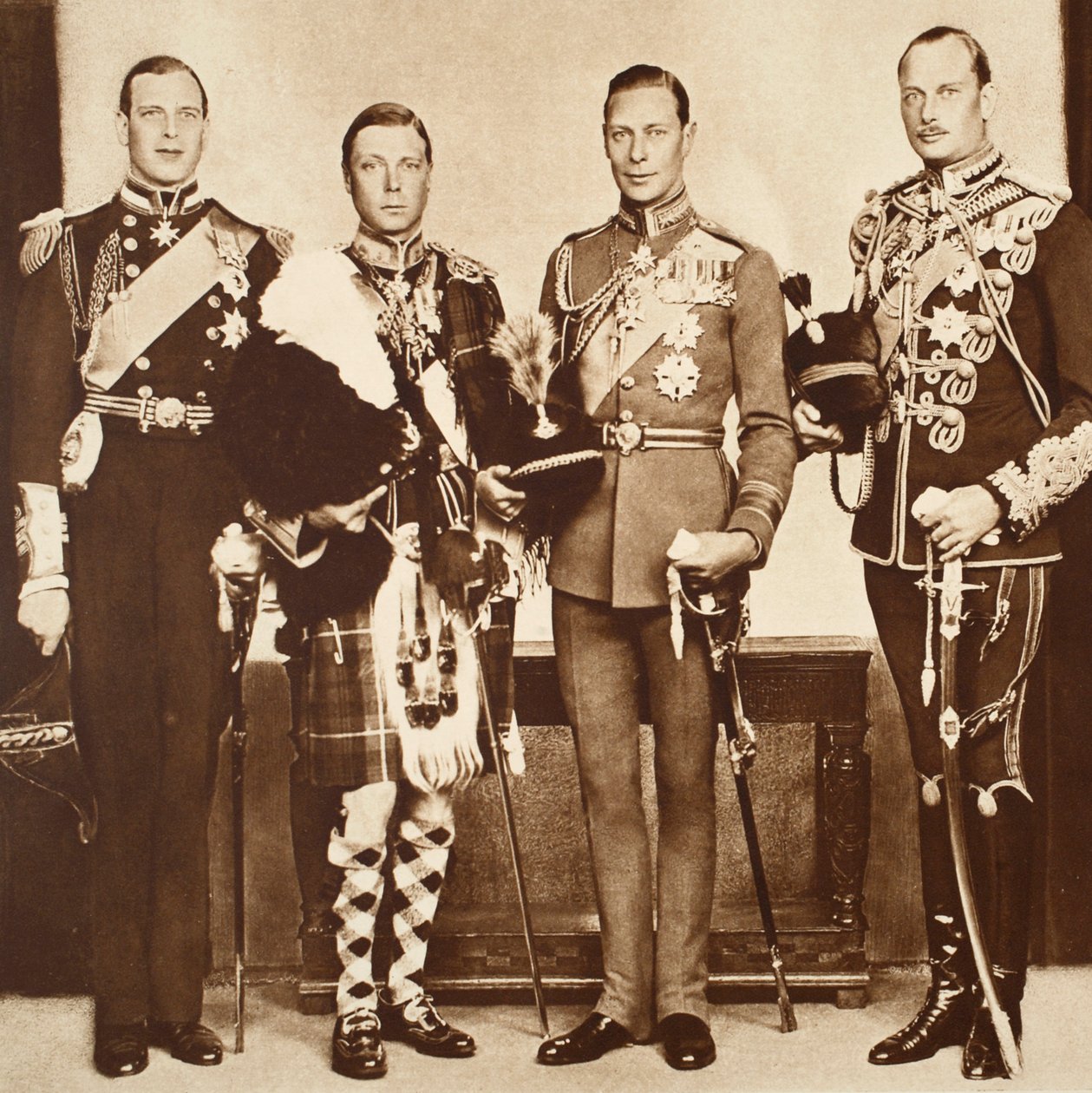 King Edward with His Brothers, 1930s by English Photographer