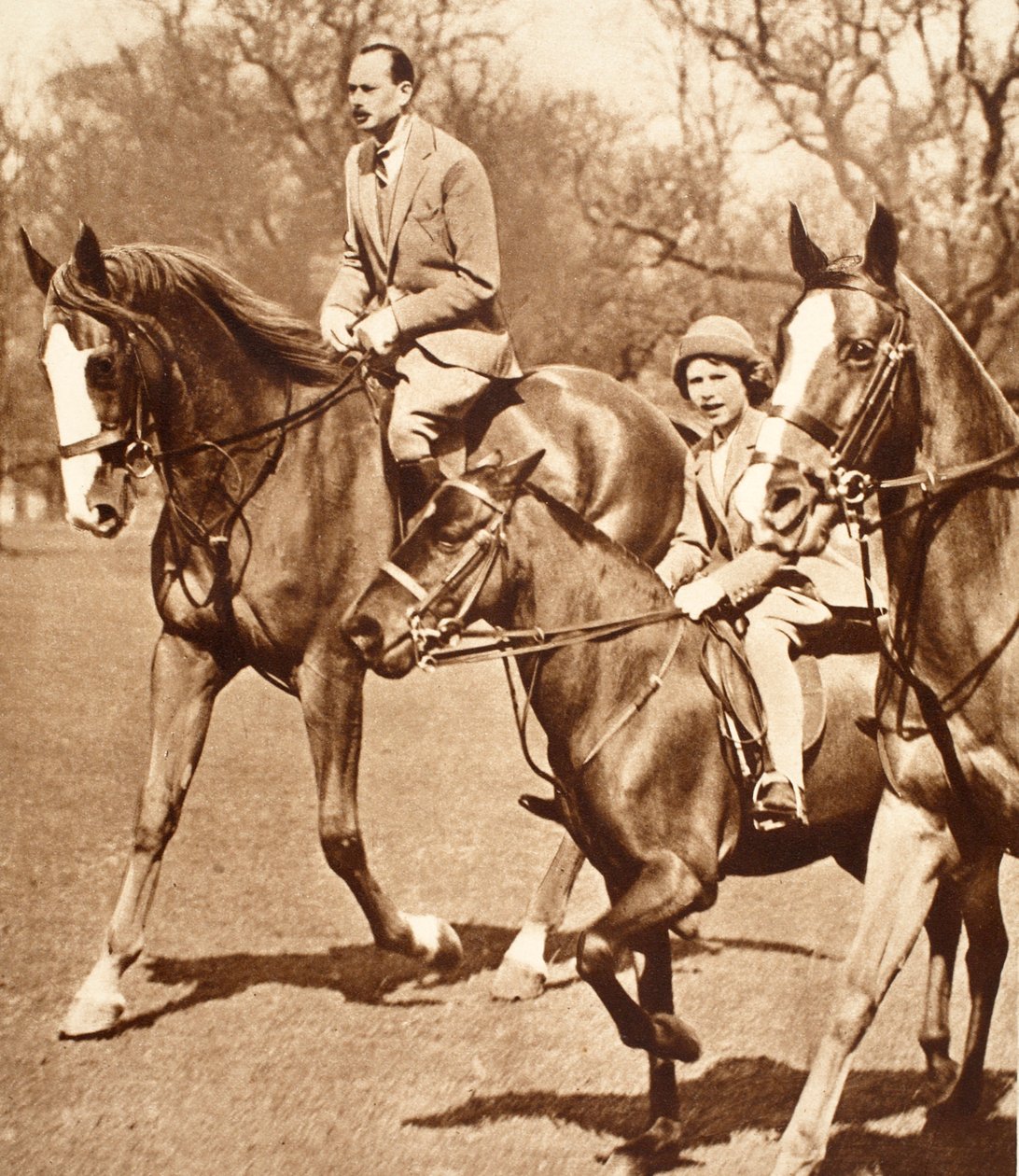 The Duke of Gloucester Riding with Princess Elizabeth in Windsor Great Park by English Photographer
