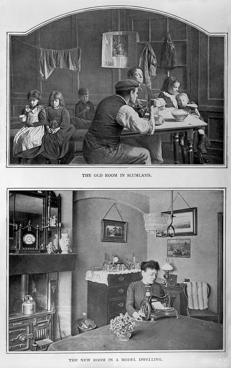 The Old Room in Slumland and The New Room in a Model Dwelling by English Photographer
