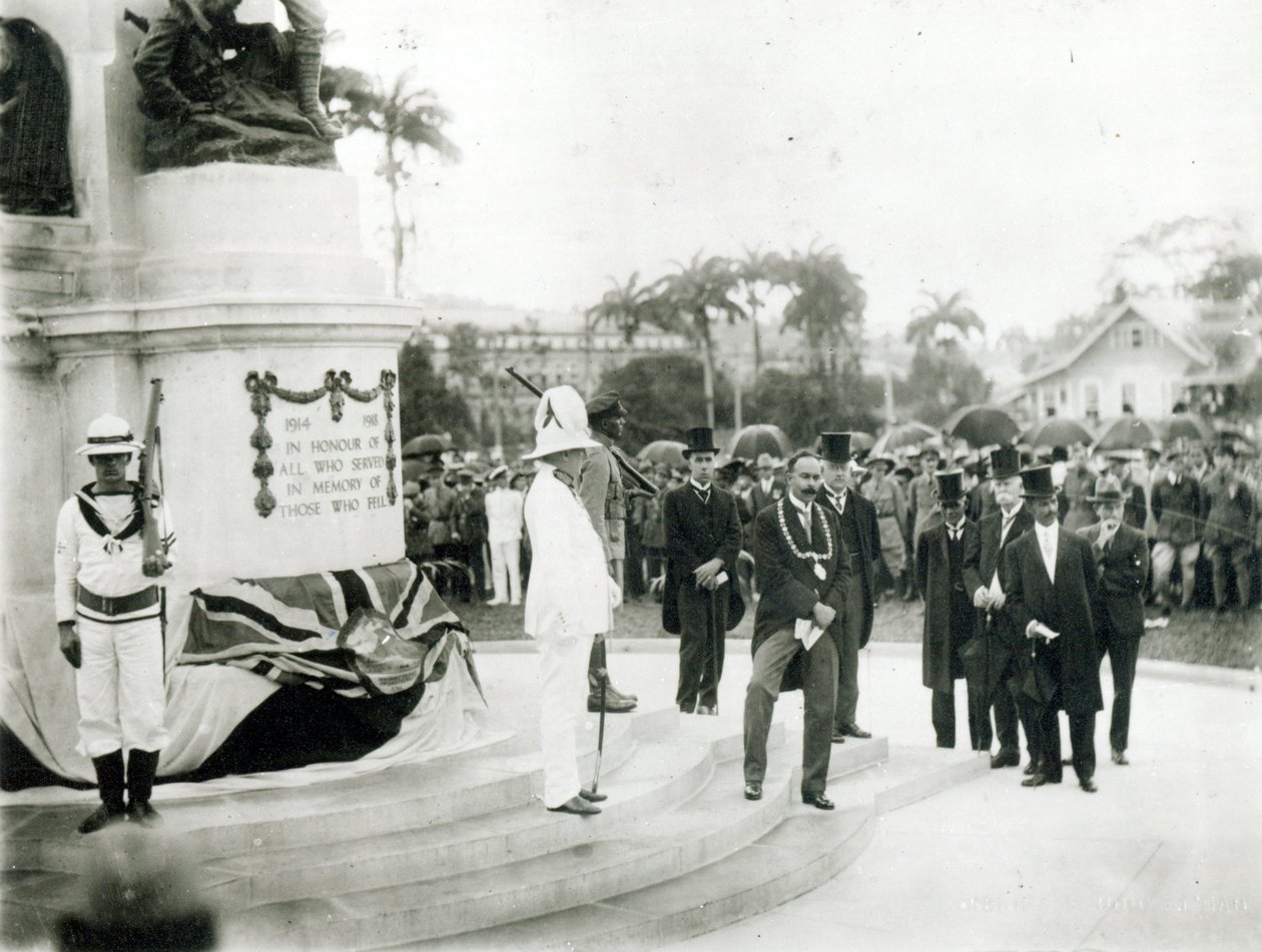 The unveiling of the War Memorial, Port of Spain, Trinidad, 1920 by English Photographer