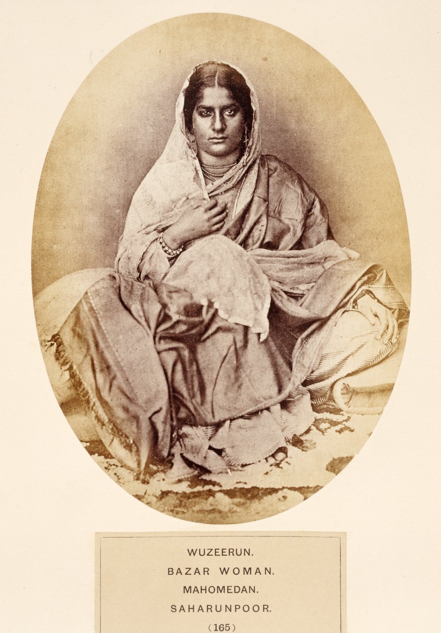 Wuzeerun, Bazar Woman, Mahomedan, Saharunpoor, from The People of India, by J. Forbes Watson, published 1868 by English Photographer