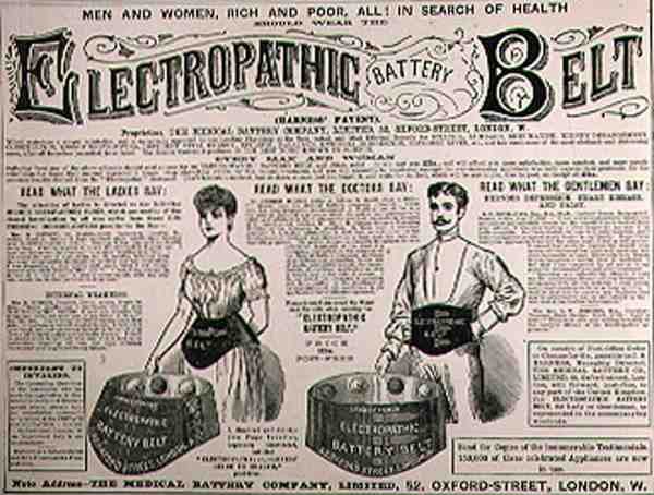 Advertisement for the Electropathic Battery Belt, from The Illustrated London News by English School