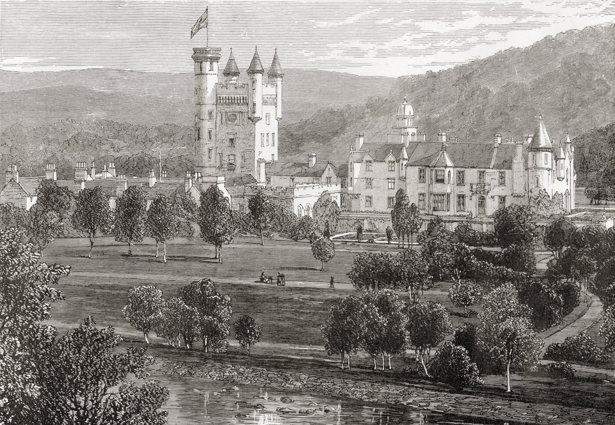 Balmoral Castle, Aberdeenshire, Seen from the River Dee by English School