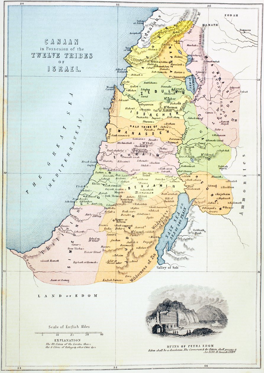 Canaan as it was Divided Between the Twelve Tribes of Israel by English School