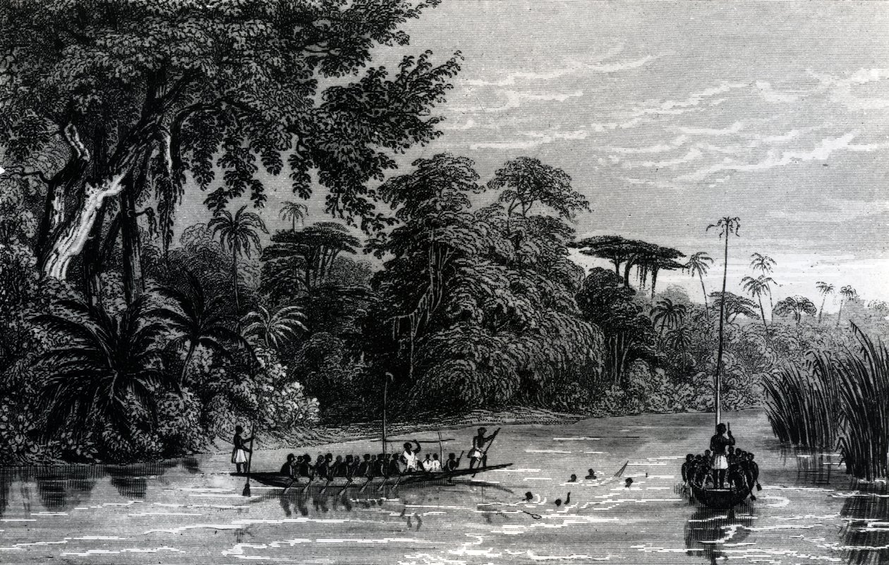 Canoes on the Niger River by English School