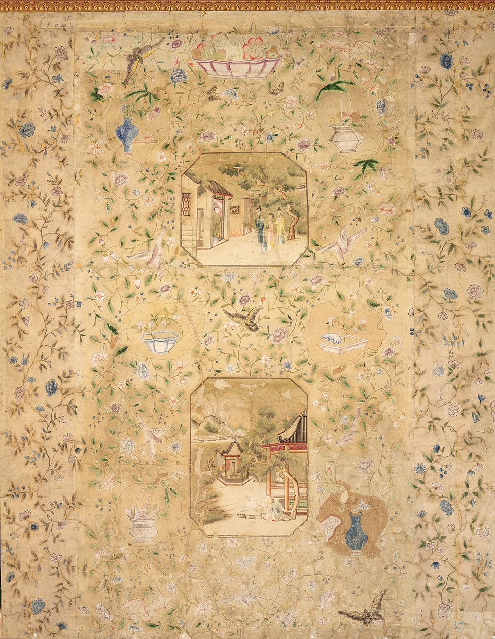 (detail) wallpaper depicting various Chinese scenes by English School