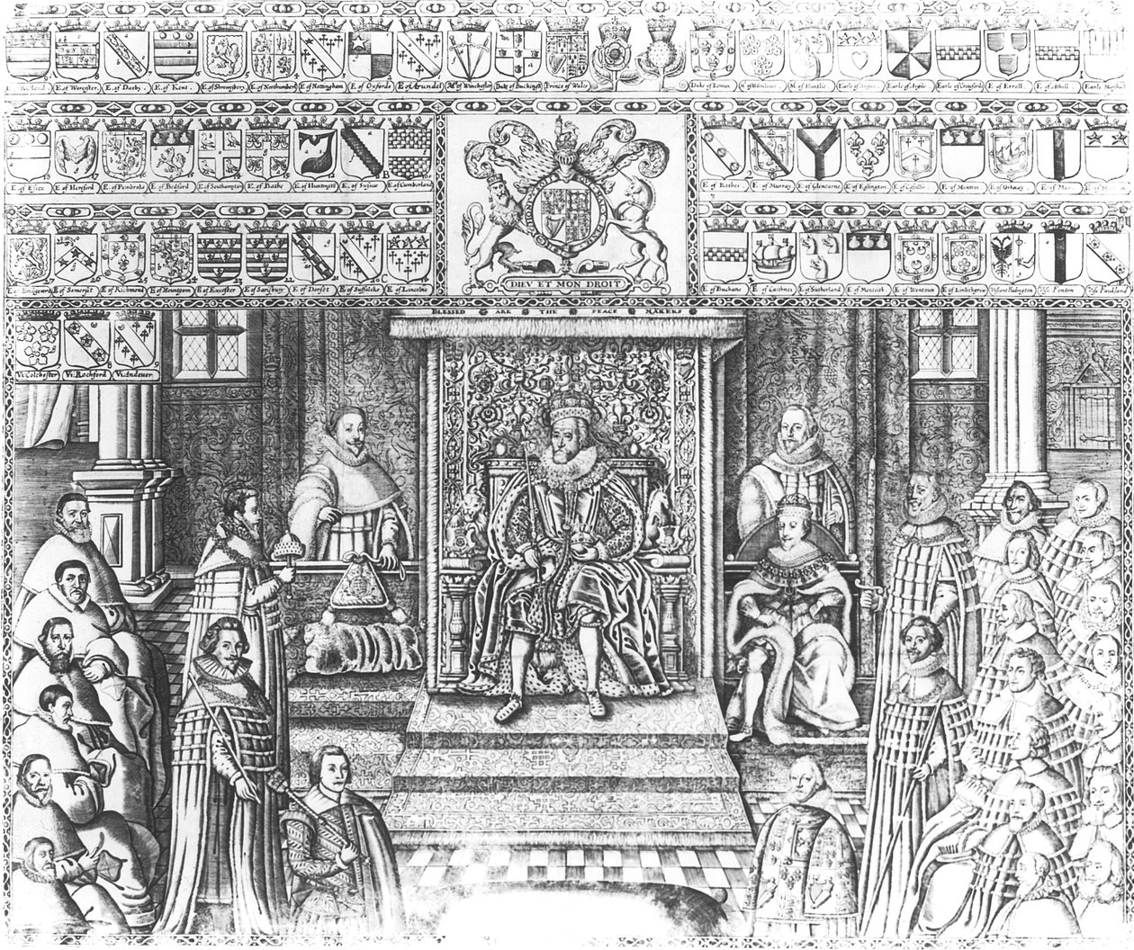 James I of England (1566-1625) at Court by English School