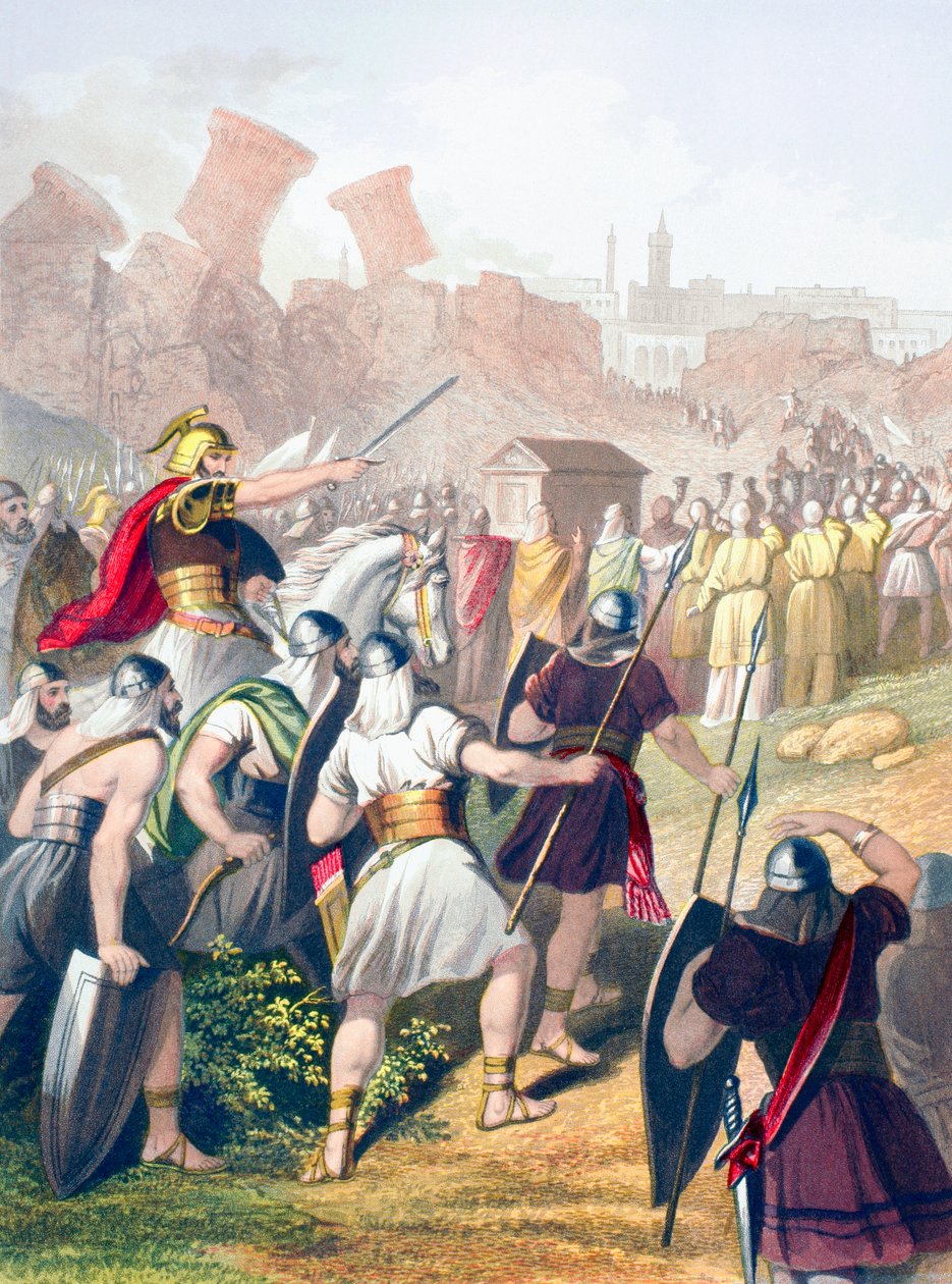 Joshua at the Head of the Israelite Army in Front of the Walls of Jericho by English School