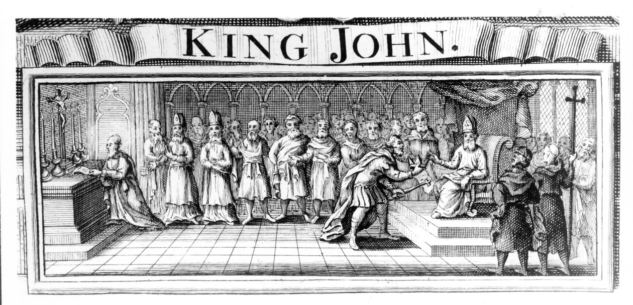 King John Surrenders His Crown to Pandulph Masca, Papal Legate, at Dover in May, 1213 by English School