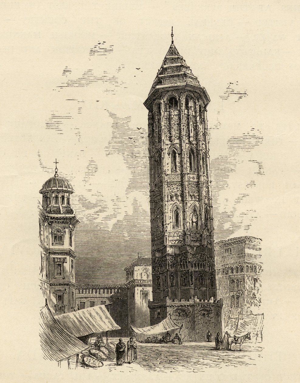 Leaning Tower Saragossa, illustration from 'Spanish Pictures' by the ...