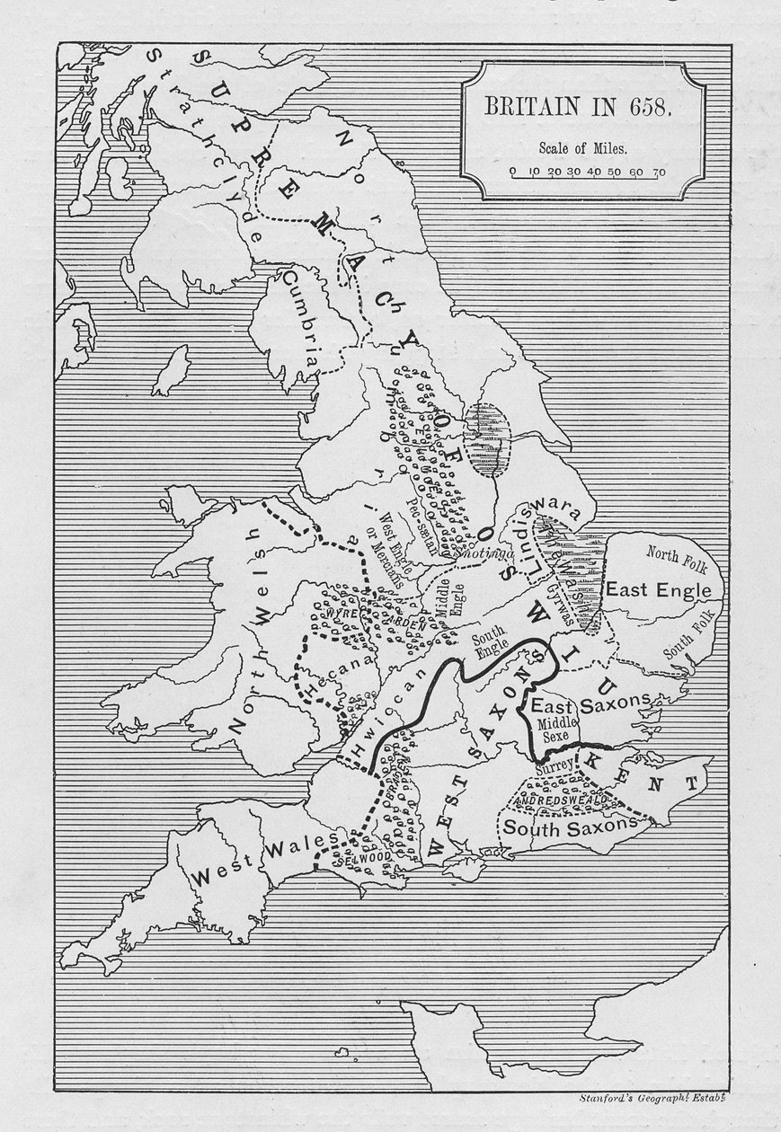Map of Britain in 658, Produced by Stanford