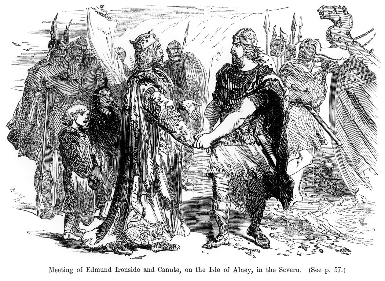 Meeting of Edmund Ironside and Canute on the Isle of Alney in the Severn by English School