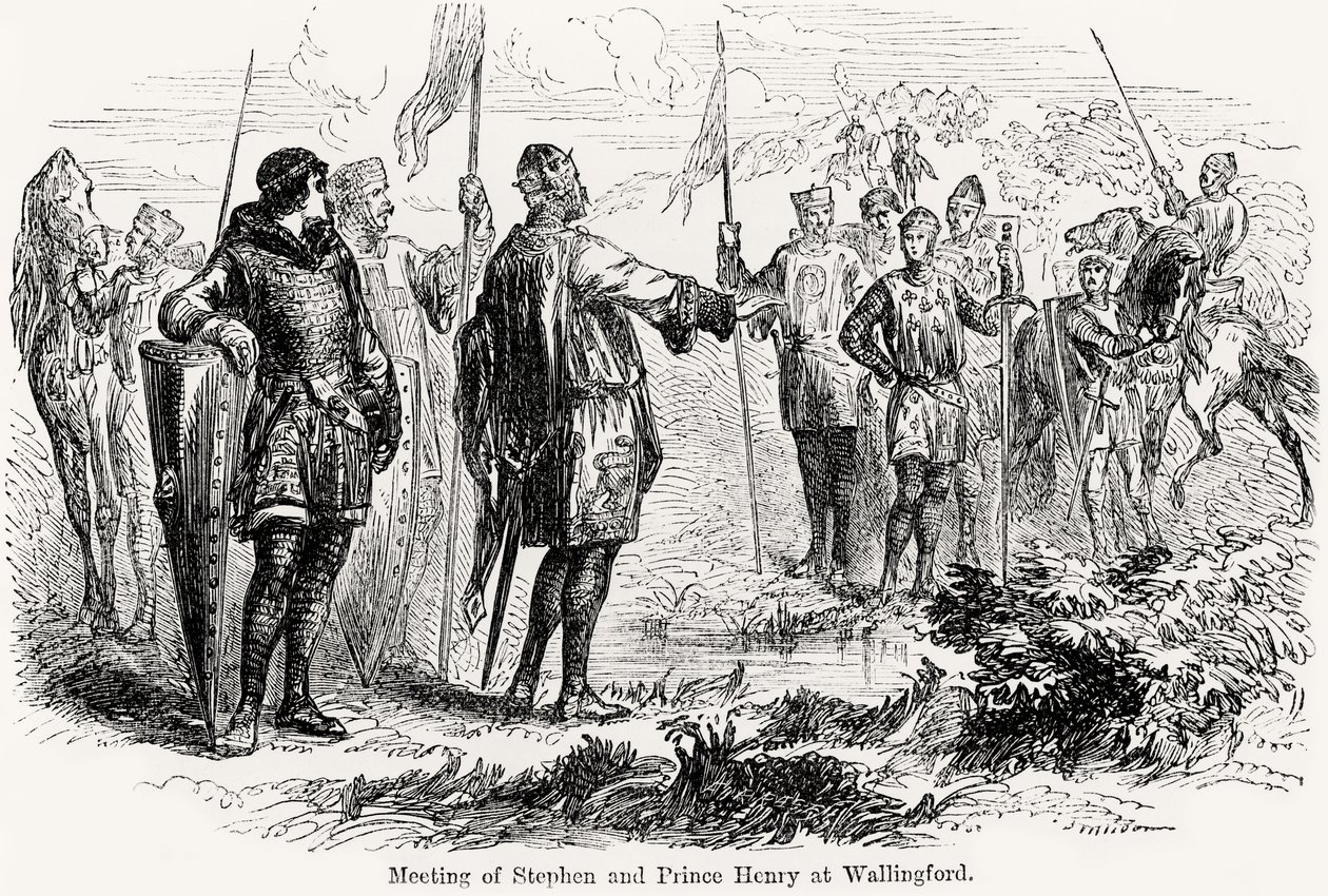 Meeting of Stephen of Blois (c.1097-1154) and Prince Henry of Anjou (1133-89) at Wallingford by English School