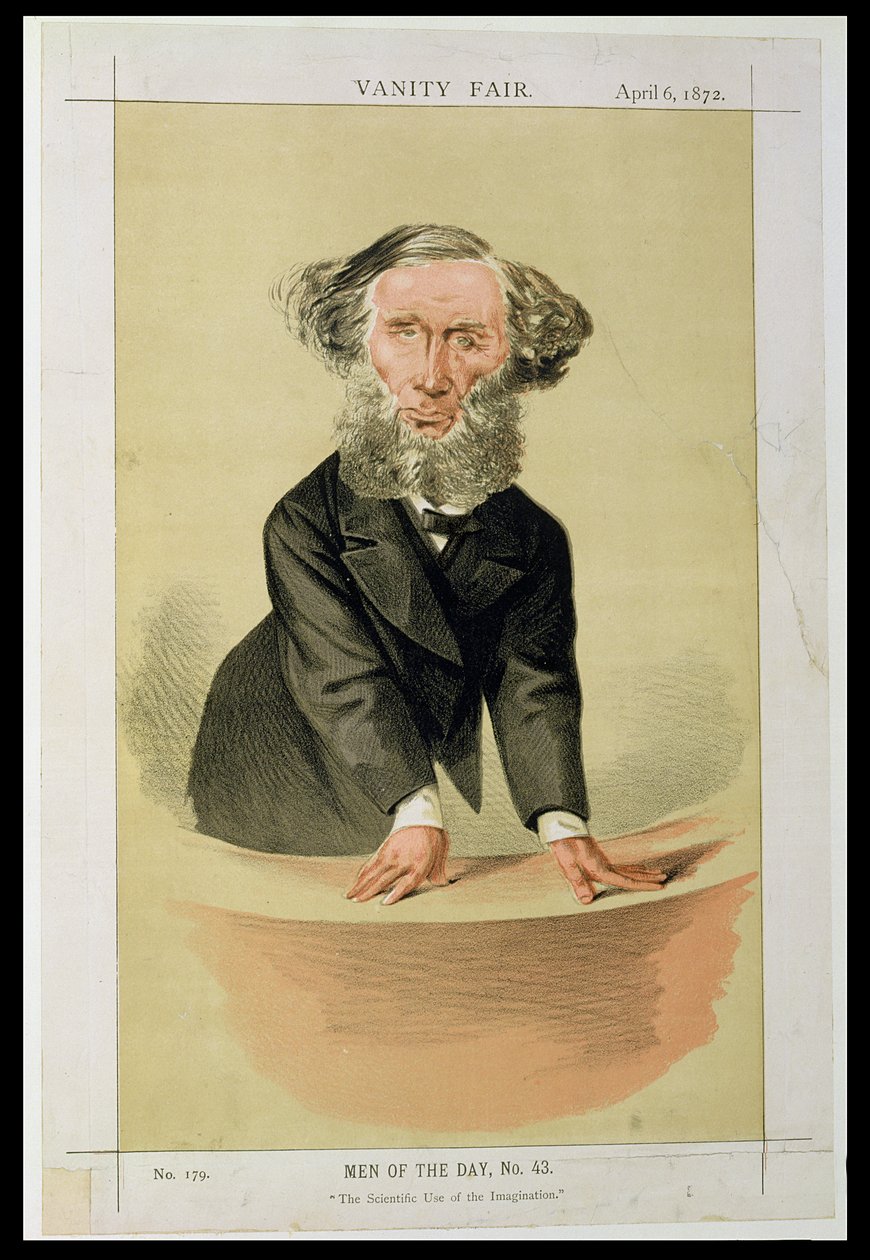 Men of the Day, No.43 The Scientific Use of the Imagination, cartoon of John Tyndall giving a lecture by English School