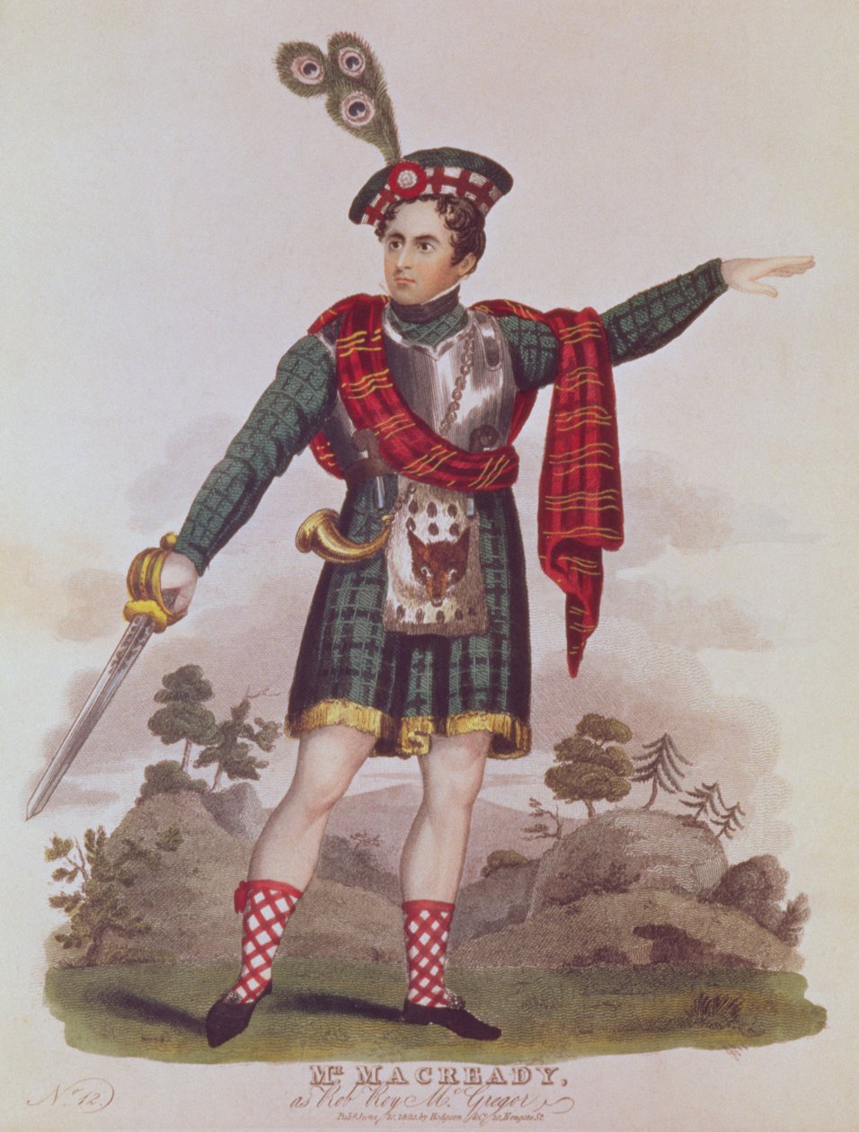 Mr. Macready in the role of Rob Roy Macgregor from a dramatisation of the novel 