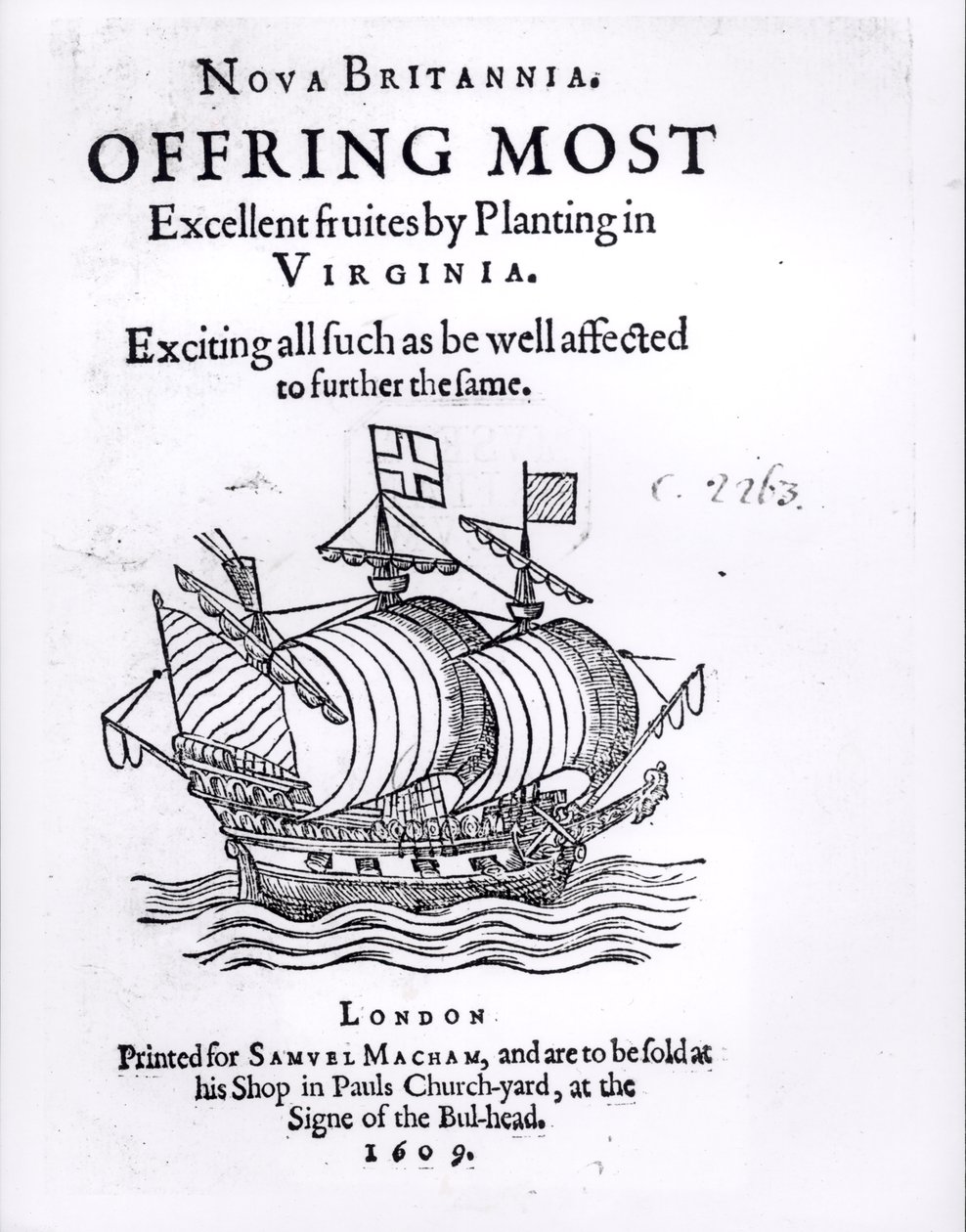 Nova Britannia. Offring Most Excellent Fruites by Planting in Virginia by English School