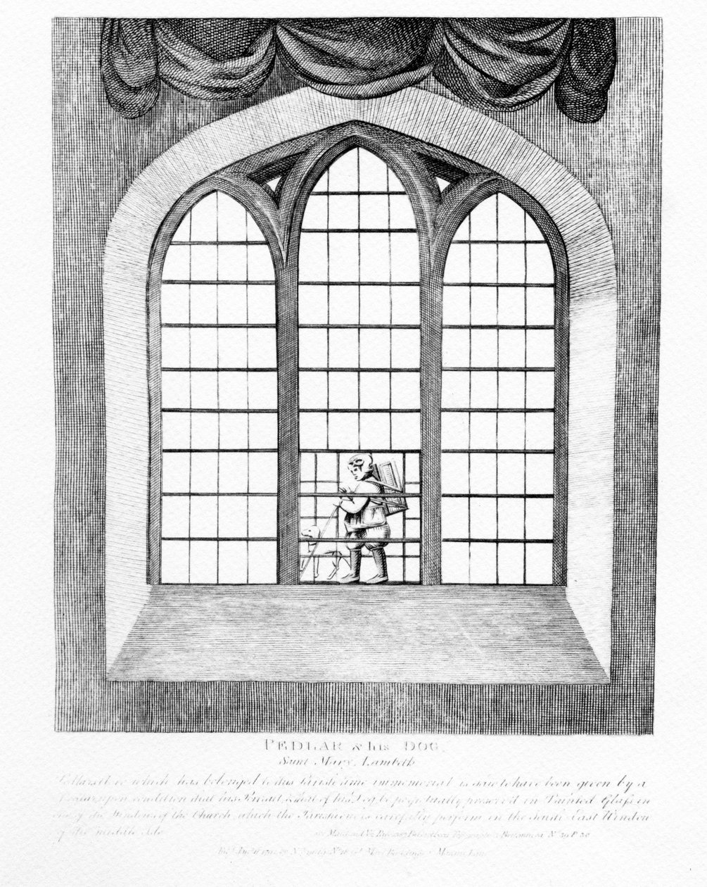 Pedlar and His Dog, Saint Mary Lambeth, 1791 by English School