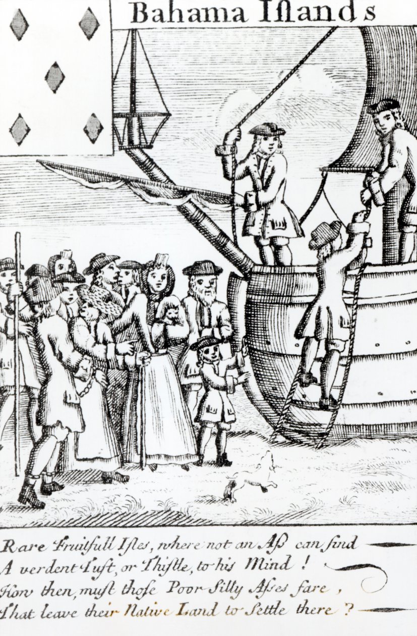 Playing Card Depicting Immigrants Arriving in the Bahama Islands by English School