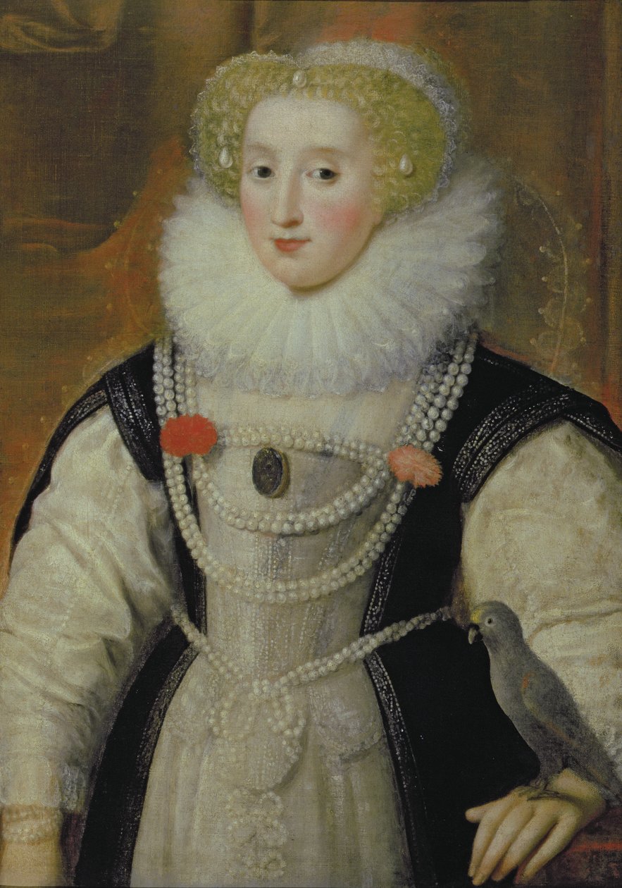 Portrait of an Elizabethan Lady with a Parrot by English School