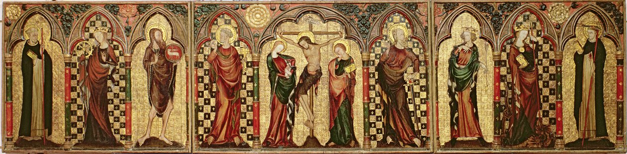 Retable Depicting the Crucifixion with Eight Saints, c.1300 by English School