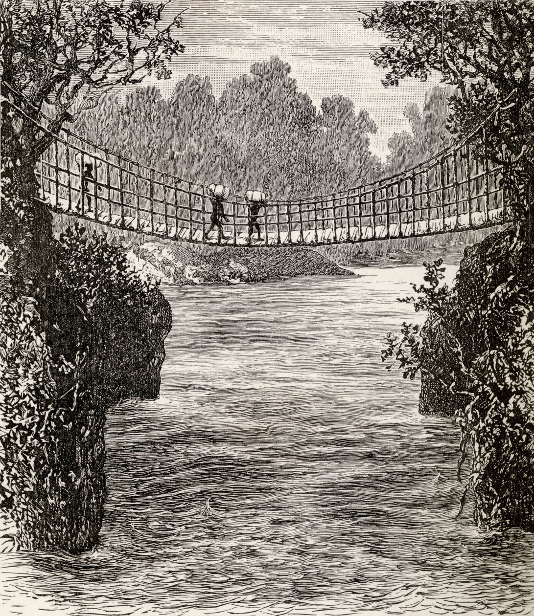 Suspension Bridge Across the Ituri River, the Congo by English School