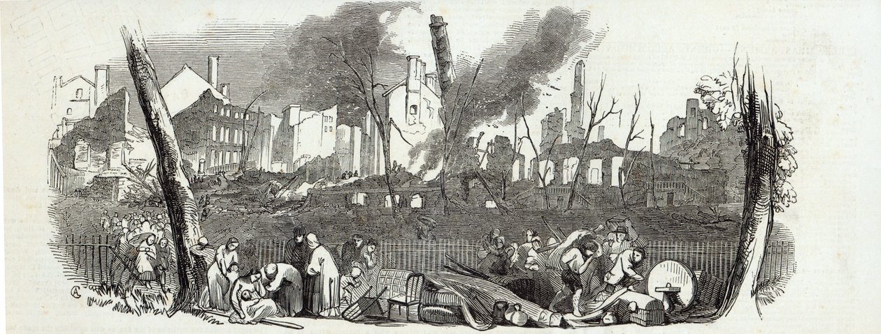 The Bowling-green and Marketfield-street, New York, from The Illustrated London News by English School