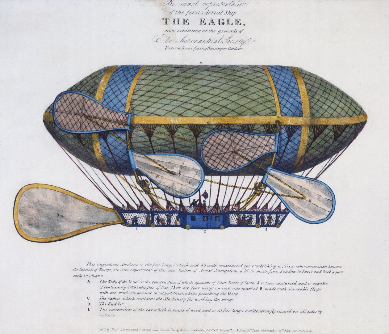 The Eagle Airship, Published by Ackermann & Co., London, 1834 by English School