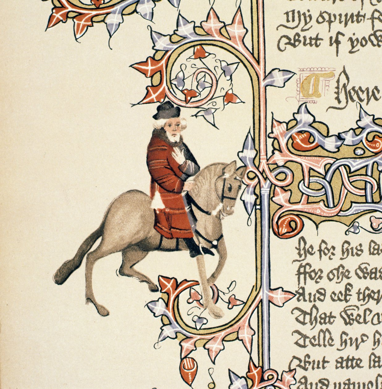 The Franklin (detail) from The Canterbury Tales, by Geoffrey Chaucer, Ellesmere Manuscript, facsimile edition, 1911 by English School