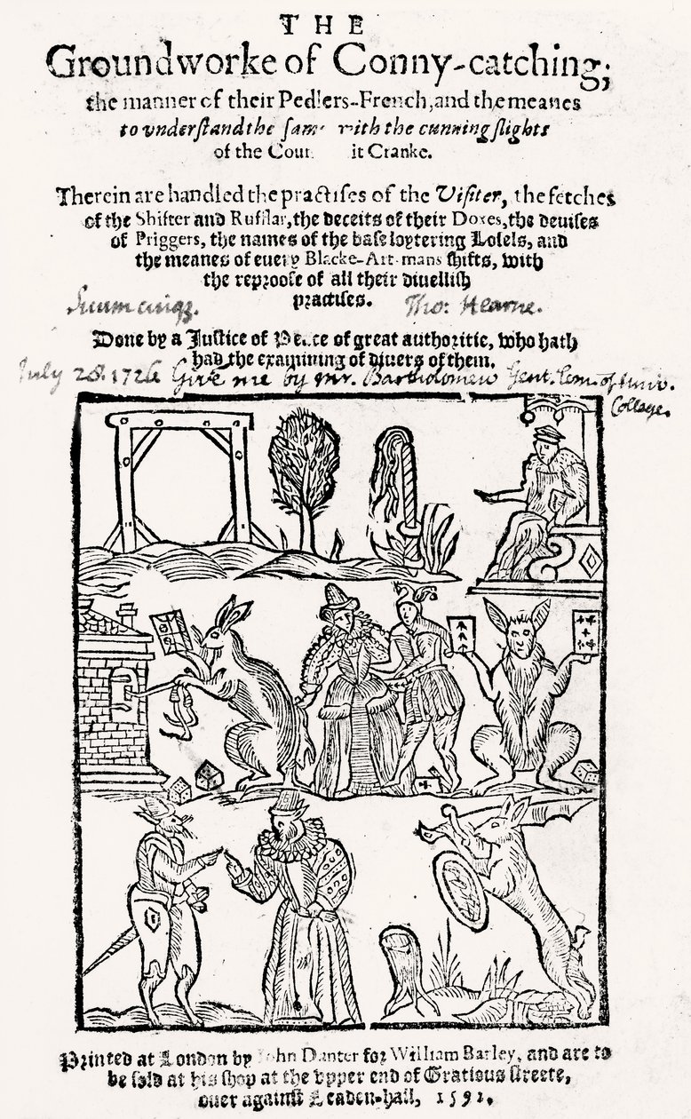 The Groundwork of Conny-Catching, published in 1592 by English School