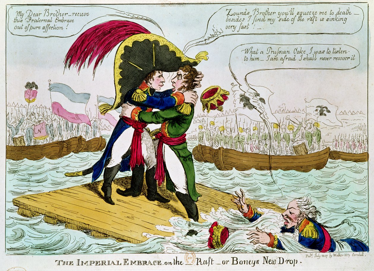 The Imperial Embrace or Boneys New Drop, published by Walker, London, July 1807 by English School