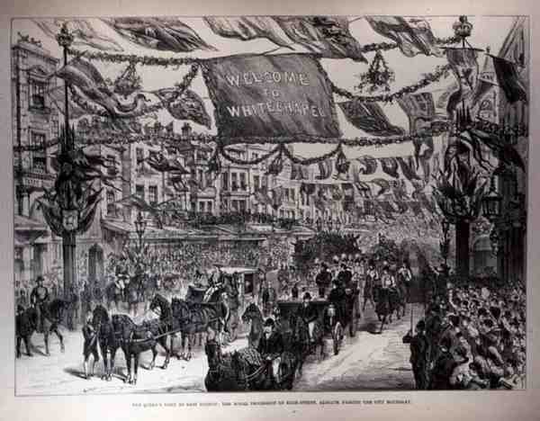 The Queens Visit to East London: The Royal Procession in the High Street, Aldgate, Passing the City Boundary by English School