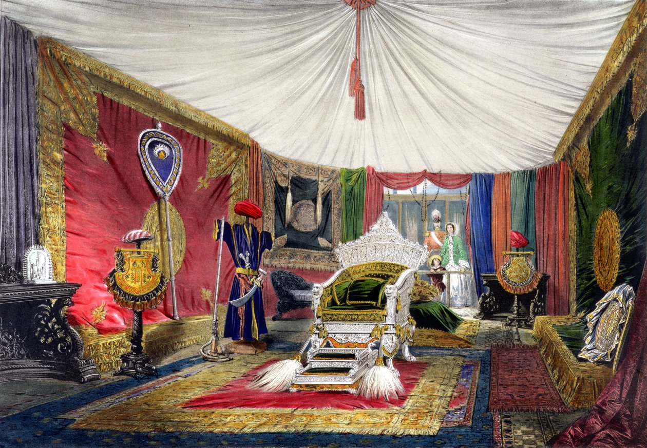 View of the Tented Room and Ivory Carved Throne, in the India Section of the Great Exhibition of 1851, from Dickinson