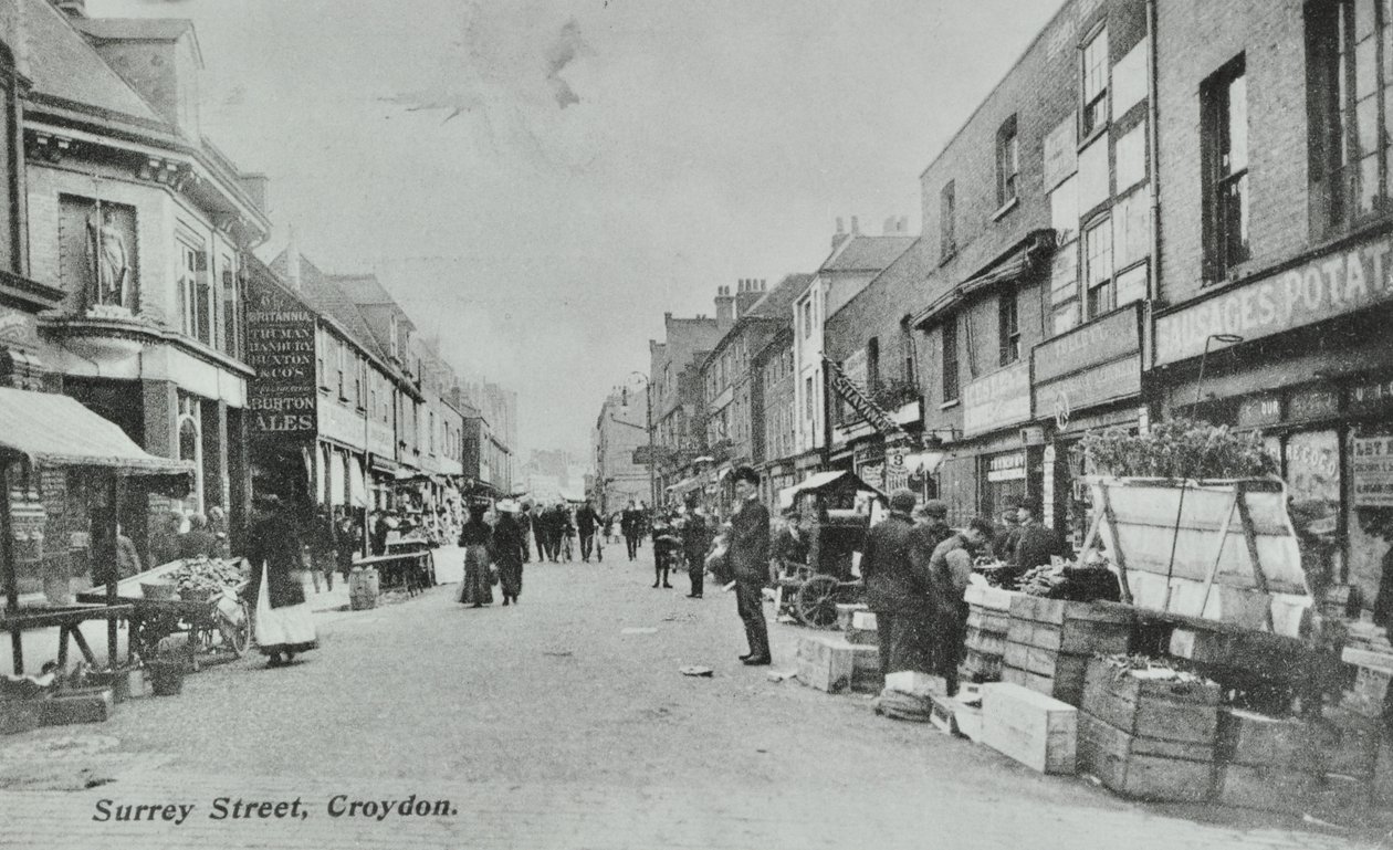 Britannia, Surrey Street, Croydon: street market, 1890 by English Photographer