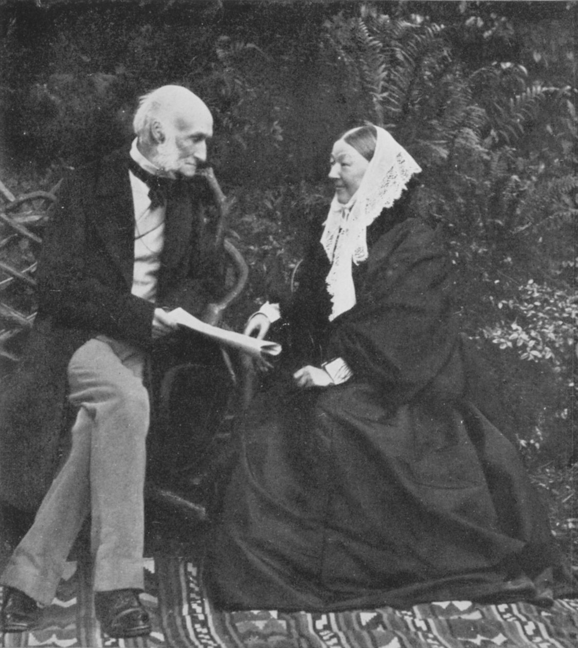 Florence Nightingale and Sir Harry Verney on the lawn at Claydon House, 1889 by English Photographer