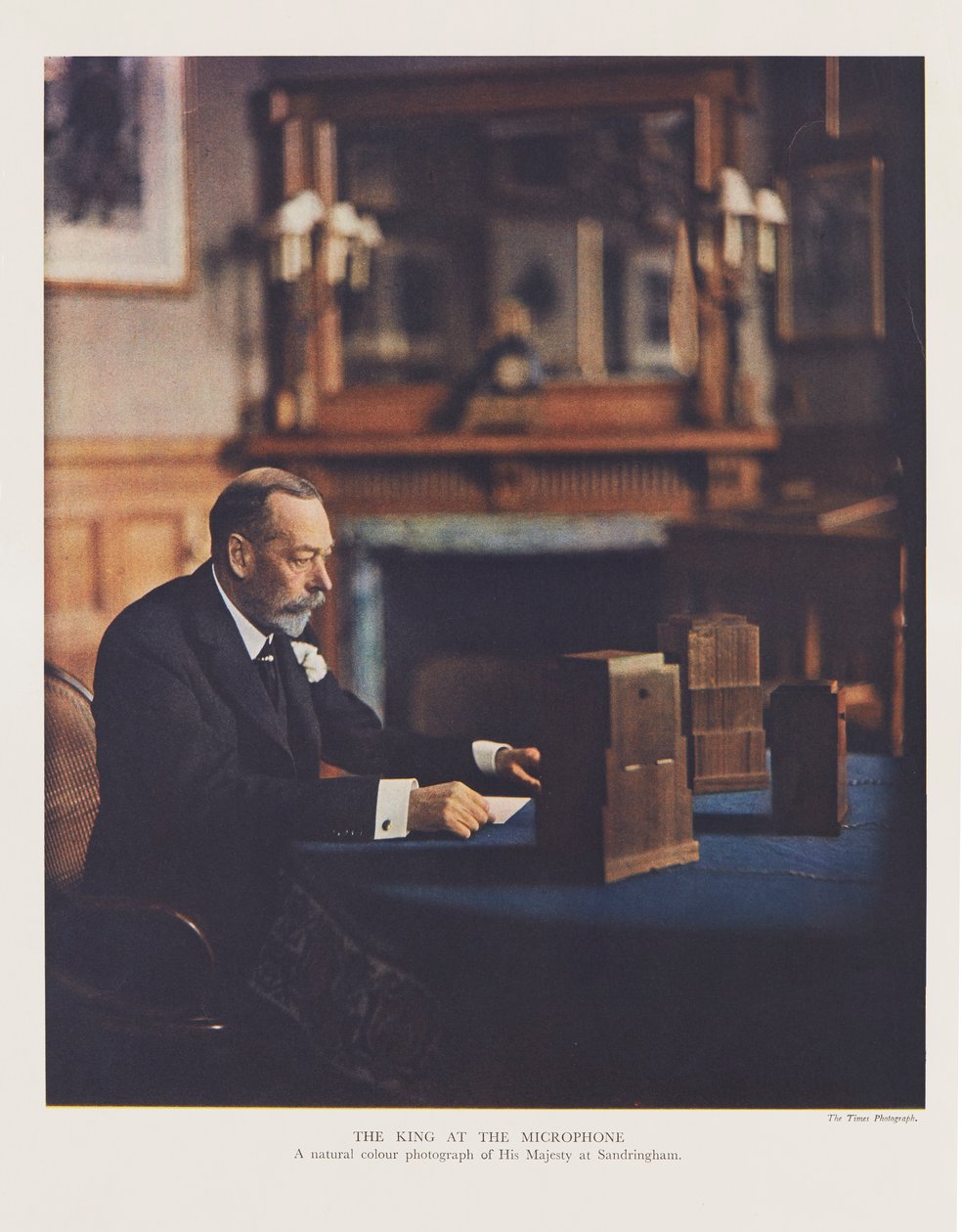 George V broadcasting his Christmas Message to the British Commonwealth and Empire by English Photographer