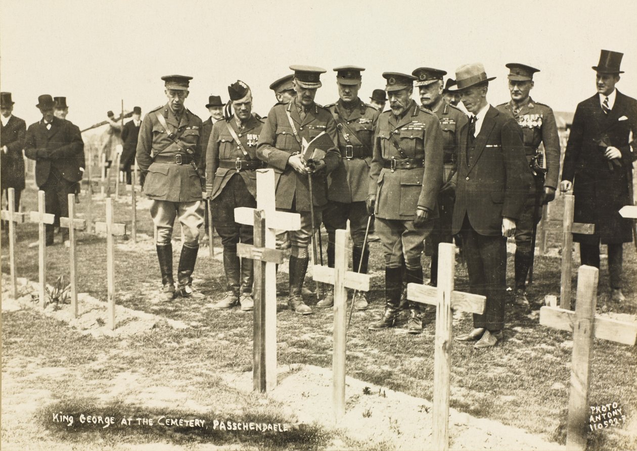 King George V at the cemetery, Passchendaele by English Photographer