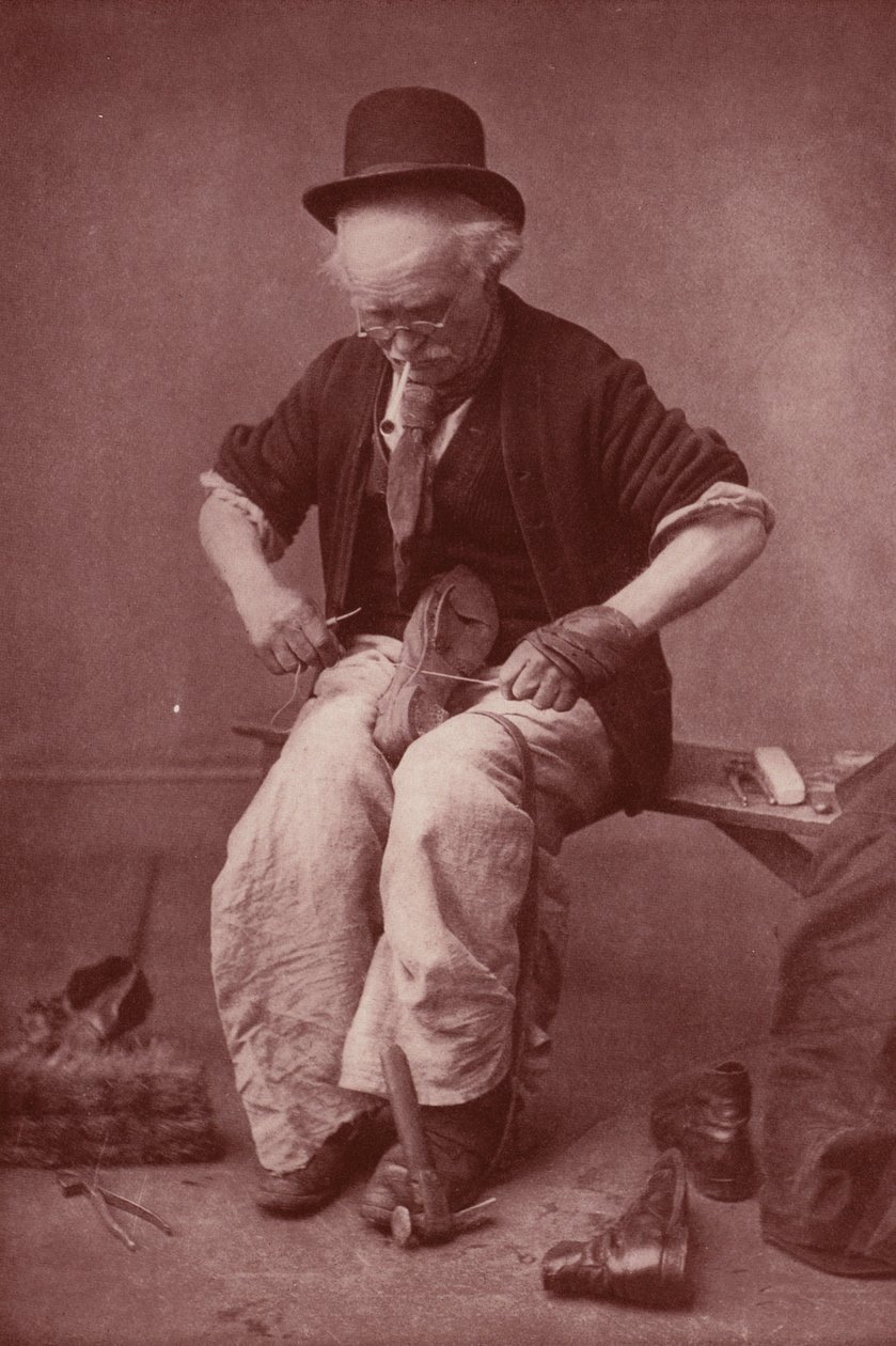 Shoemaker at Work by English Photographer